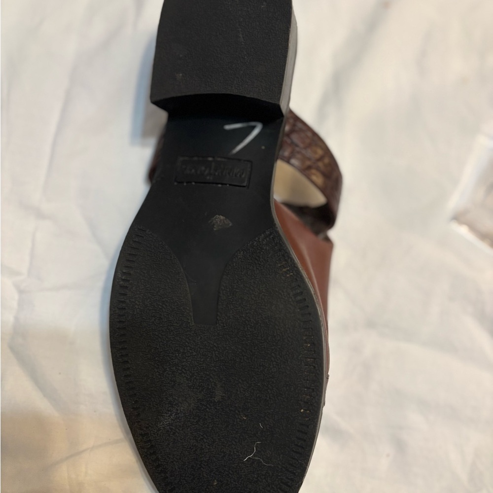 Minnetonka Women's Dark Brown Leather Mules with Buckle - Picture 6 of 6